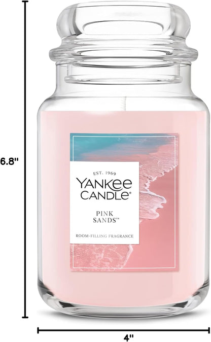 Yankee Candle Pink Sands 22oz Candle, Ready-to-Gift Birthday Present for Friends and Coworkers, Beautiful Glass Jar Design