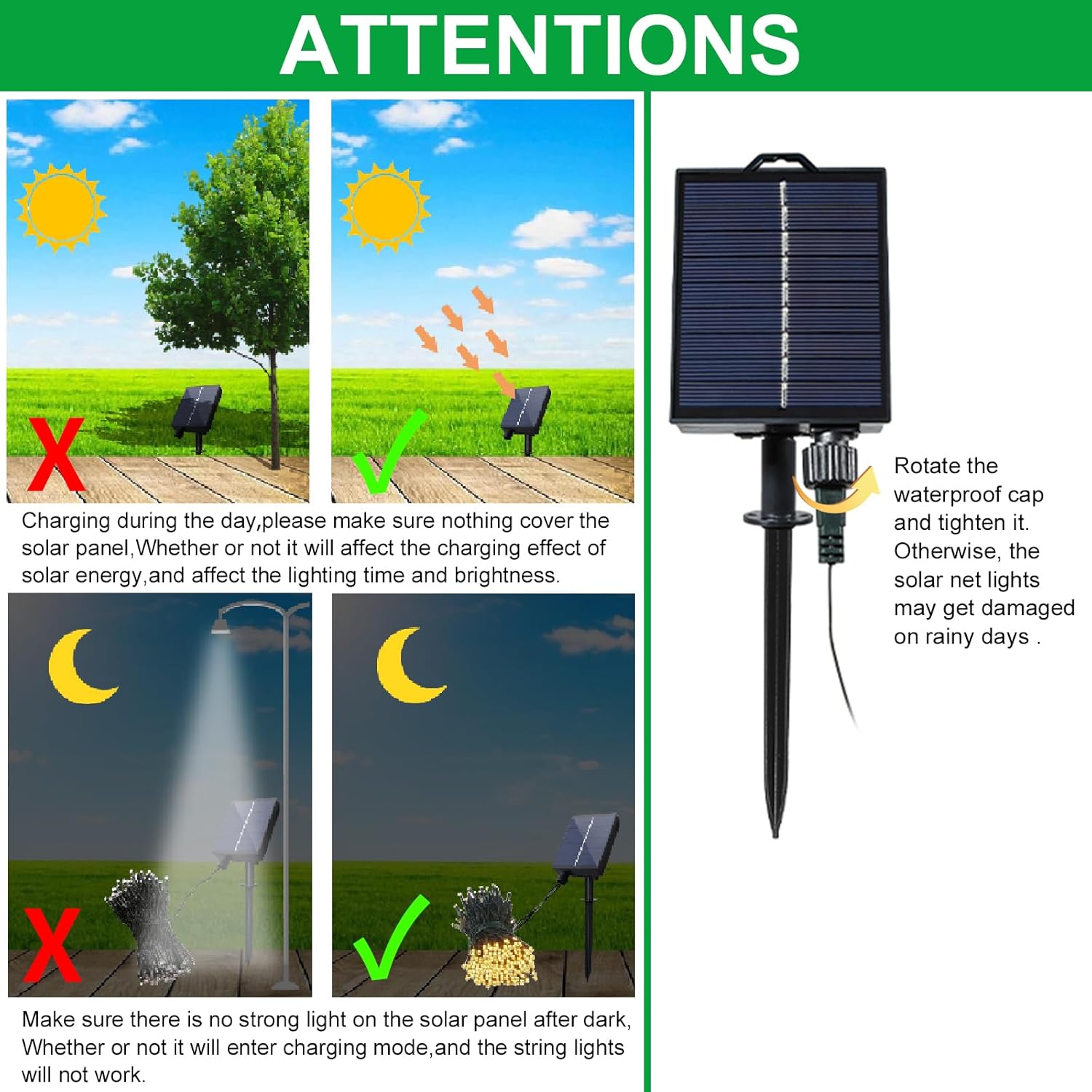YAOZHOU Solar Mesh Lights – Single Solar Panel & Timer Function for Effortless, Set-and-Forget Seasonal Styling