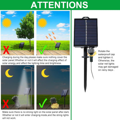 YAOZHOU Solar Mesh Lights – Single Solar Panel & Timer Function for Effortless, Set-and-Forget Seasonal Styling