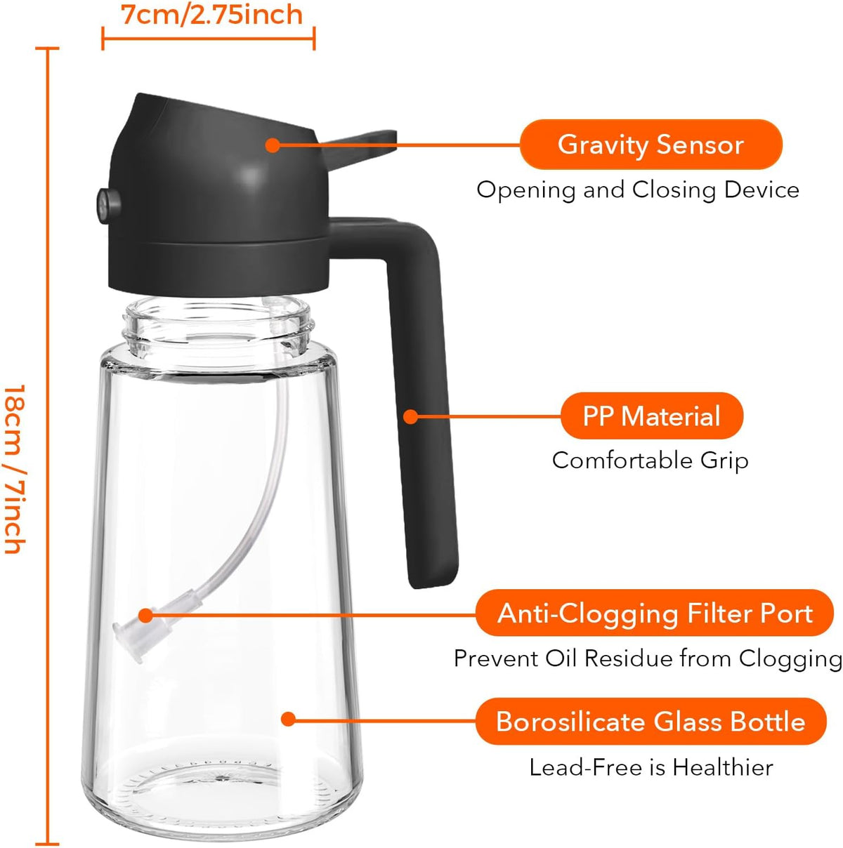 YARRAMATE Borosilicate Glass Oil Sprayer, Sleek Counter Decor Piece for Contemporary Cooking Spaces
