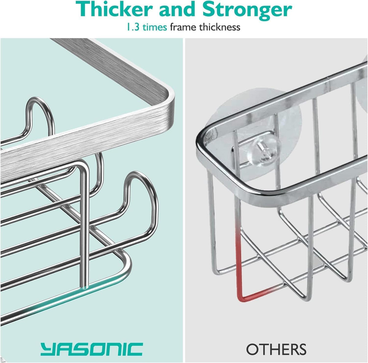 YASONIC Corner Bathroom Shelf – L-Shaped Wall Decor Organizer with Soap Holder and 12 Hooks, Cozy Guest Bathroom Upgrade in Brushed Silver