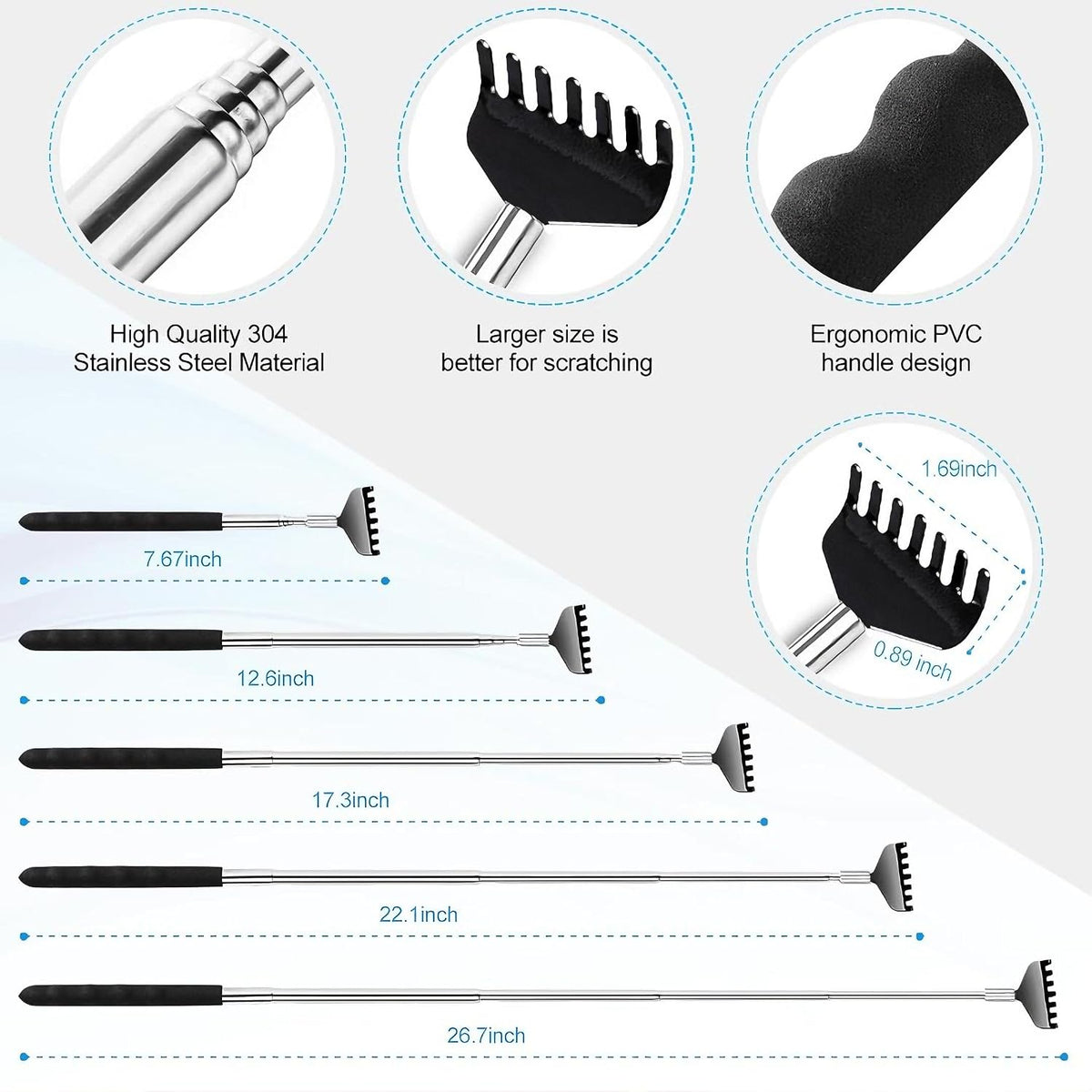 Yeipis 3 Pack Telescoping Back Scratcher – Pocket Portable Itch Relief for Camping, Hiking, and Road Trips