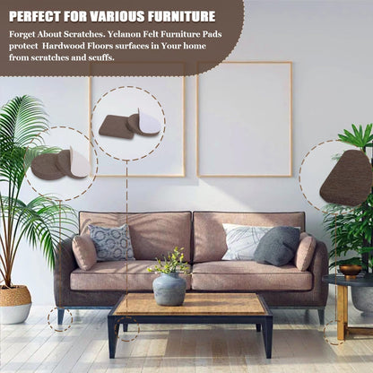 Yelanon Felt Furniture Pads - 56 Piece Decor-Friendly Set for Showroom Style Hardwood Floors