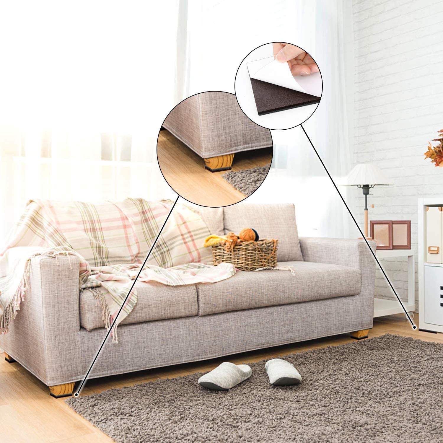 Yelanon Self Adhesive Furniture Feet – Living Room Aesthetic Helper That Stops Couches From Sliding