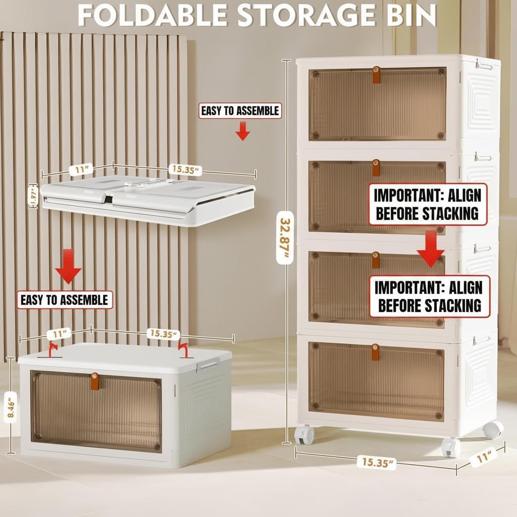 YFXCVSL 4 Tier Collapsible Storage Bins for Home Office Paperwork