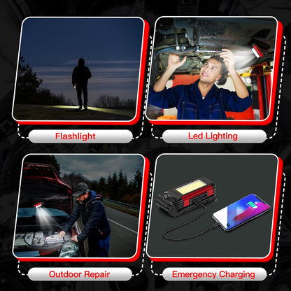 YiaMia LED Magnetic Work Light 2 Pack – Cool Gift for Boyfriend Husband, Hands-Free USB-C Lantern for Camping and Roadside