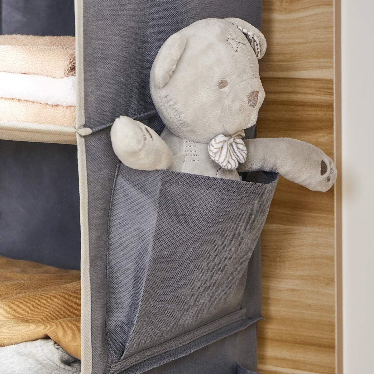 YOUDENOVA Hanging Closet Organizer and Storage – Foldable Closet Shelf with Clean Lines for Rental Home, Grey