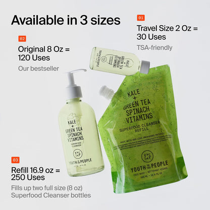 Youth To The People Superfood Cleanser - Streamlined Superfood Wash for Zero-Waste and Capsule Bathroom Setups