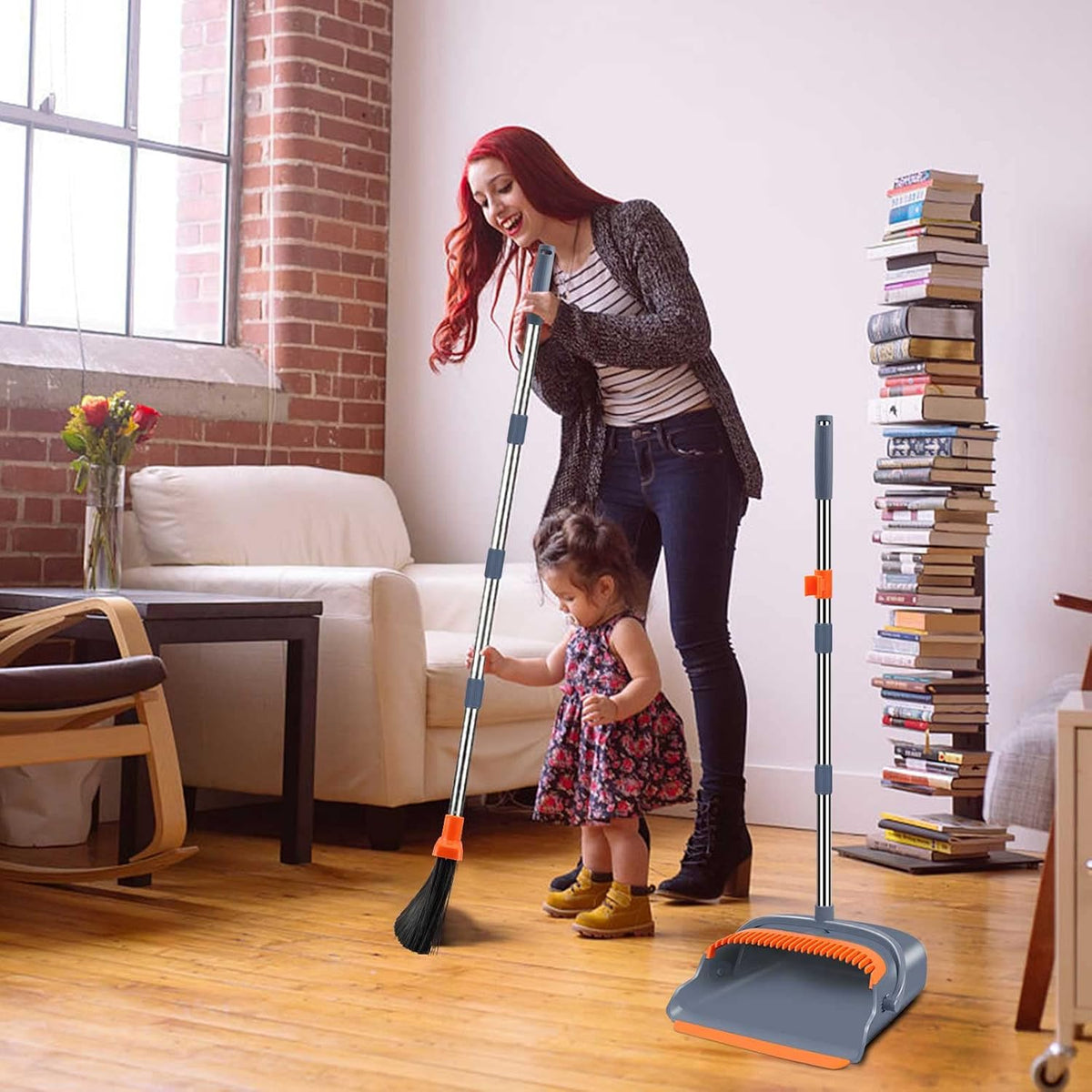 Yume Self-Cleaning Broom Set – No-Bend Sweeping for Easy Daily Movement and Comfort