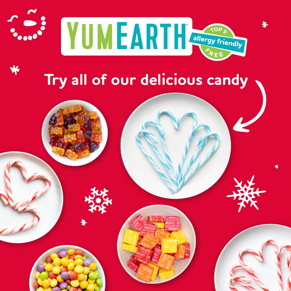 YumEarth Organic Candy Cane Lollipops - Small Holiday Gift Basket Treat, Christmas Candy for Mom Friend Coworker, 30 Count