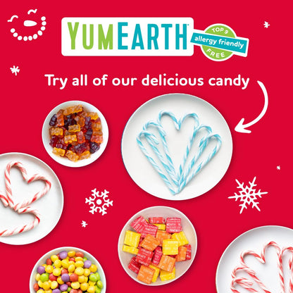 YumEarth Organic Candy Cane Lollipops - Small Holiday Gift Basket Treat, Christmas Candy for Mom Friend Coworker, 30 Count