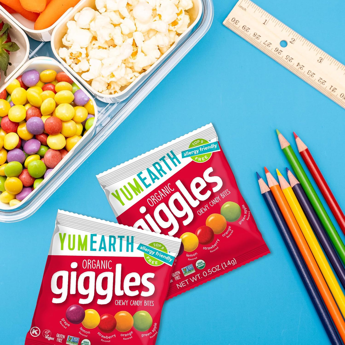 YumEarth Organic Giggles Chewy Candy – Allergy Friendly Goody Bag Filler for Kids Birthday Parties, Bulk Vegan Candy