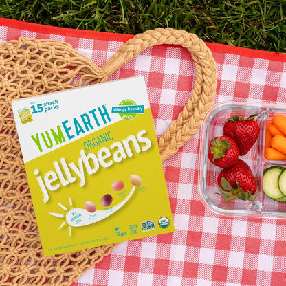YumEarth Organic Jelly Beans – Clean Label Fruity Candy for Picky Eaters with Allergies, Assorted Fruit Flavors, 7.5 oz Pack of 15