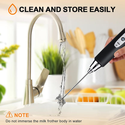 YUSWKO 3-in-1 Milk Frother Wand – Intentional Design for Small Apartments, Rechargeable and Battery-Free Countertop Tool