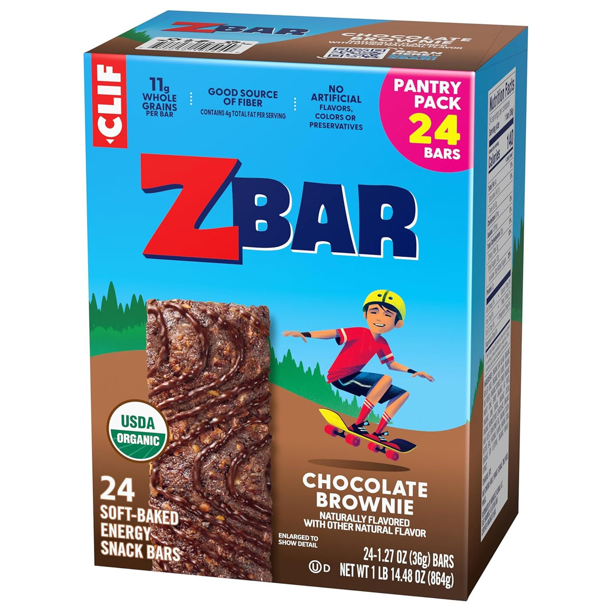 Zbar Chocolate Brownie Soft-Baked Bars — No Artificial Flavors or Preservatives Family Snack Upgrade, USDA Organic 24 Pack