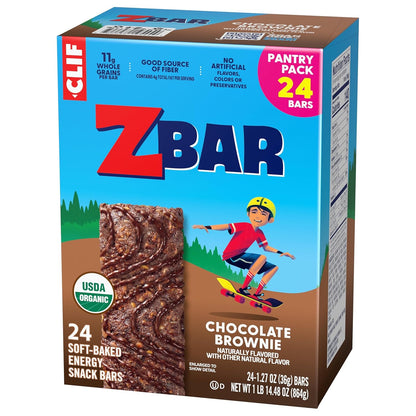 Zbar Chocolate Brownie Soft-Baked Bars — No Artificial Flavors or Preservatives Family Snack Upgrade, USDA Organic 24 Pack