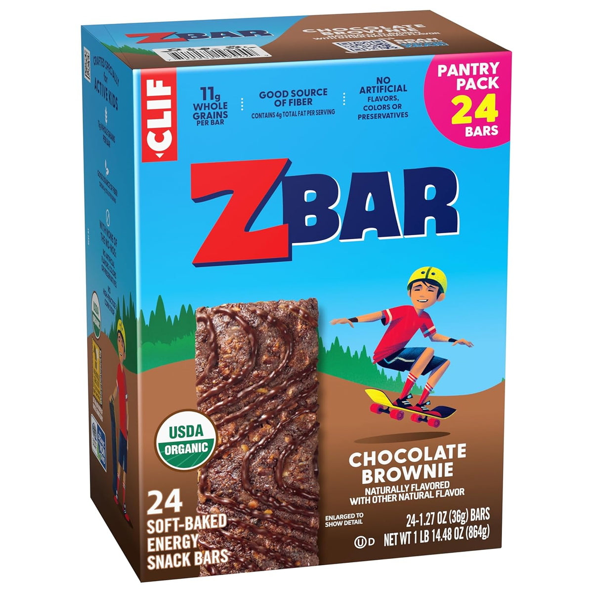 Zbar Chocolate Brownie Soft-Baked Bars — No Artificial Flavors or Preservatives Family Snack Upgrade, USDA Organic 24 Pack