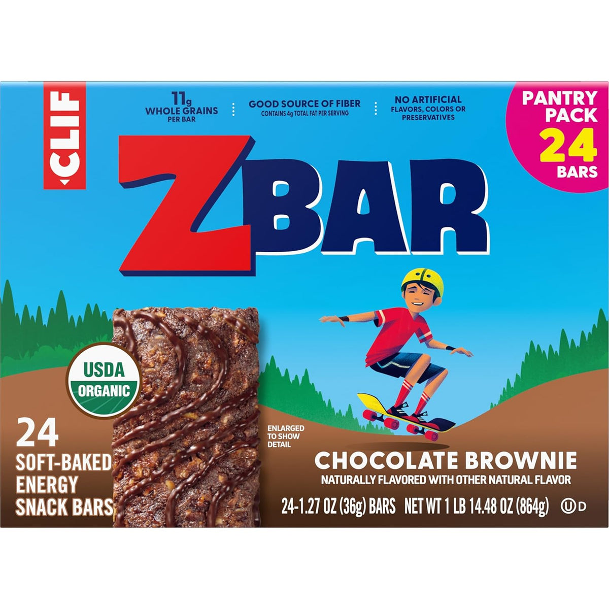 Zbar Chocolate Brownie Soft-Baked Bars — No Artificial Flavors or Preservatives Family Snack Upgrade, USDA Organic 24 Pack