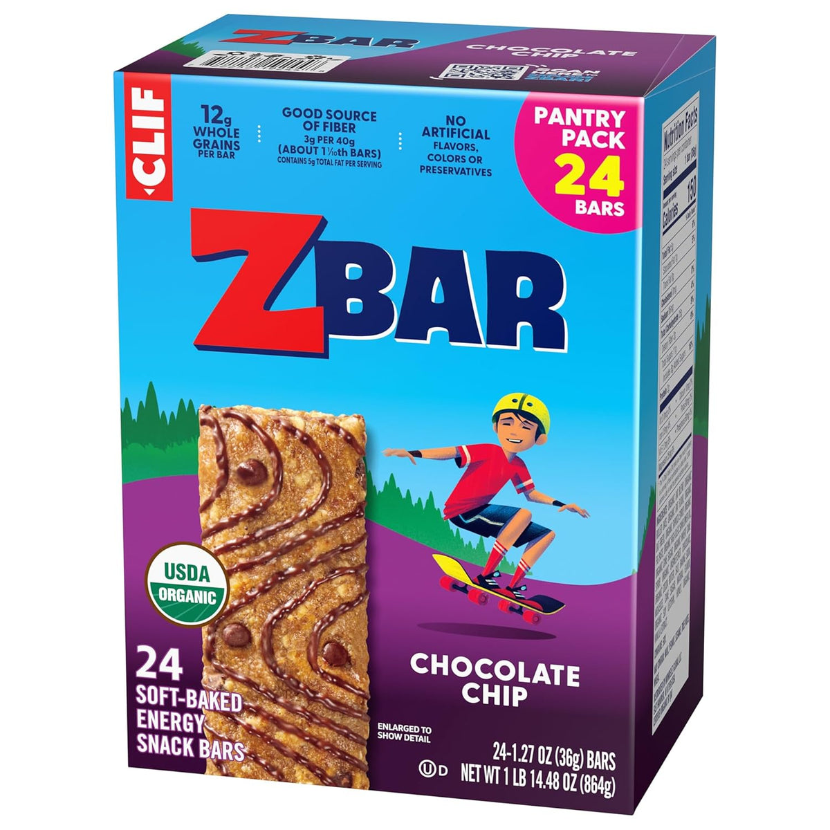 Zbar Chocolate Chip Soft-Baked Bars for Snack Station Stocking at Home – 24 Pack Organic