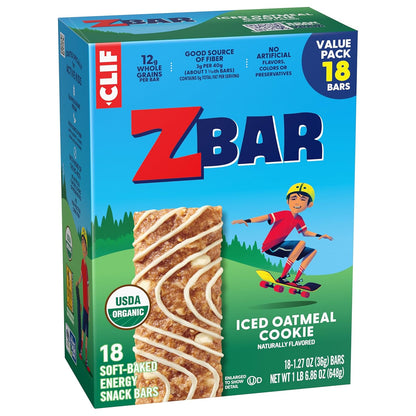 Zbar Iced Oatmeal Cookie – Nutritious Grab-and-Go Bars Made with Whole Grains, Free from Artificial Colors and Flavors (18 Pack)
