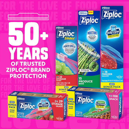 Ziploc Gallon Stand-Up Bottom Bags – Freezer-Friendly Storage for Homemade Soups and Marinades
