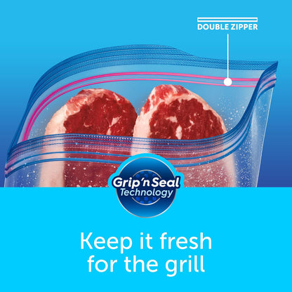 Ziploc Pint Storage Bags for Kids' Lunchboxes and After-School Snacks, Easy-Grip Leak-Resistant Freezer Packs, 12 Count