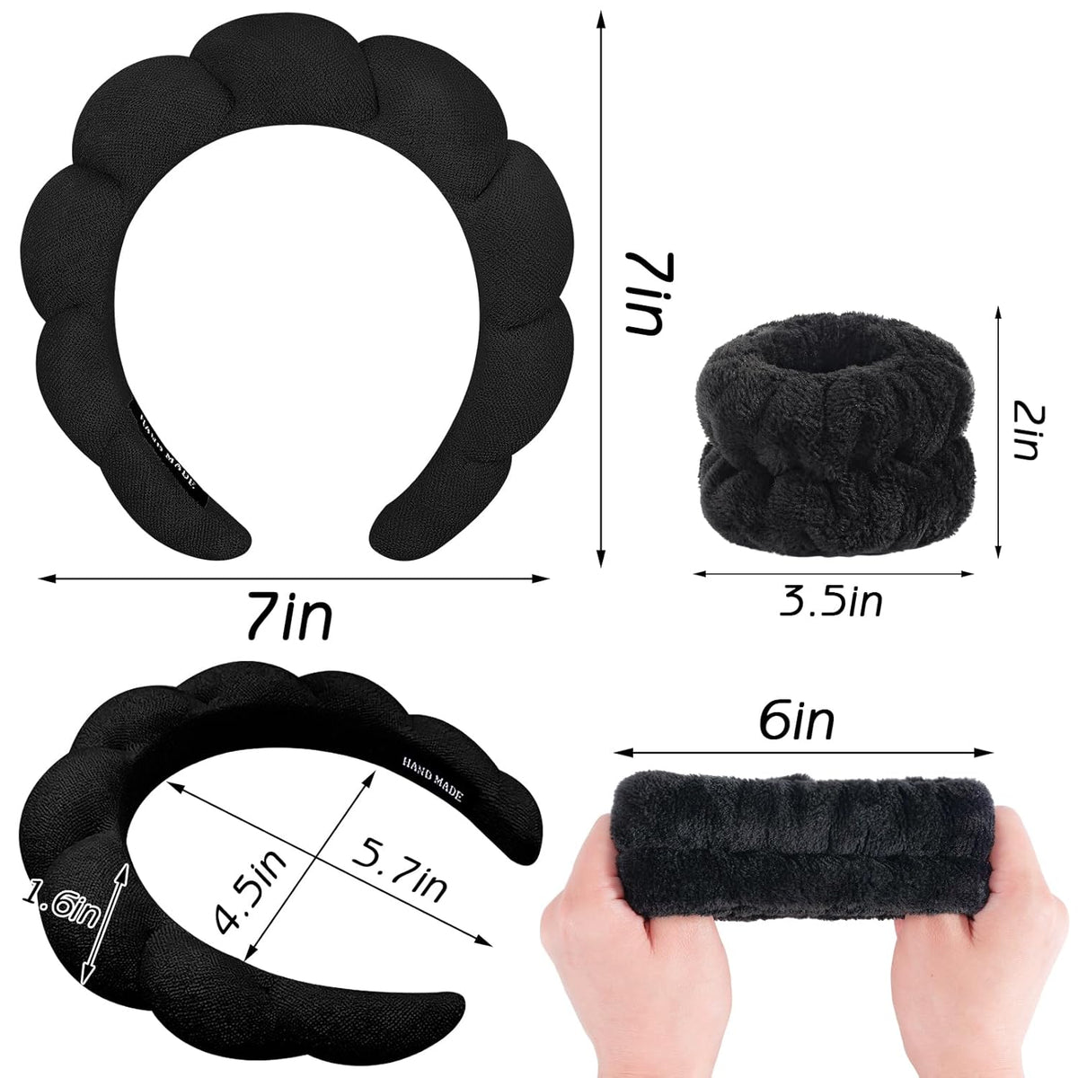 Zkptops Puffy Headband – Active Lifestyle Hairband for Gym and Home Workouts, Soft Non-Slip Terry Cloth Design