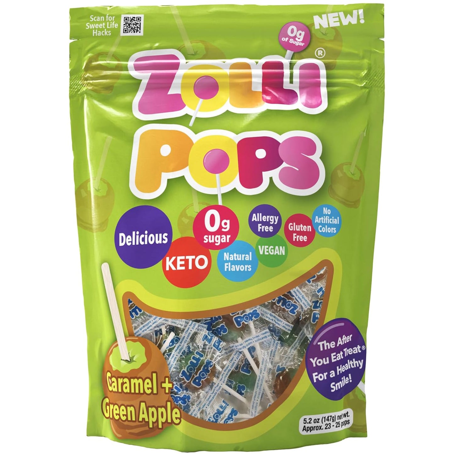 Zollipops Sugar-Free Lollipops for Keto Lifestyle – Travel-Friendly Resealable Bag for Purse and Backpack