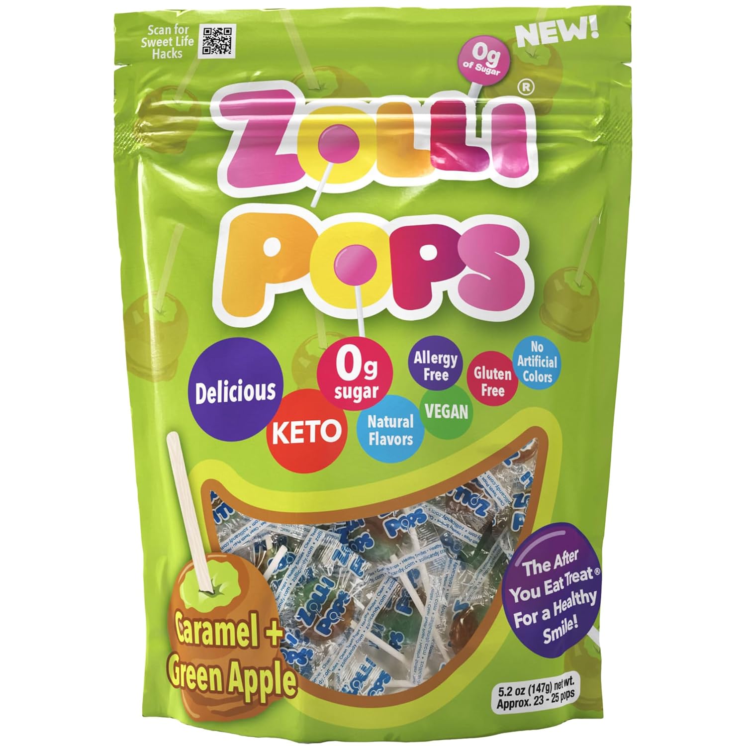 Zollipops Sugar-Free Lollipops for Keto Lifestyle – Travel-Friendly Resealable Bag for Purse and Backpack
