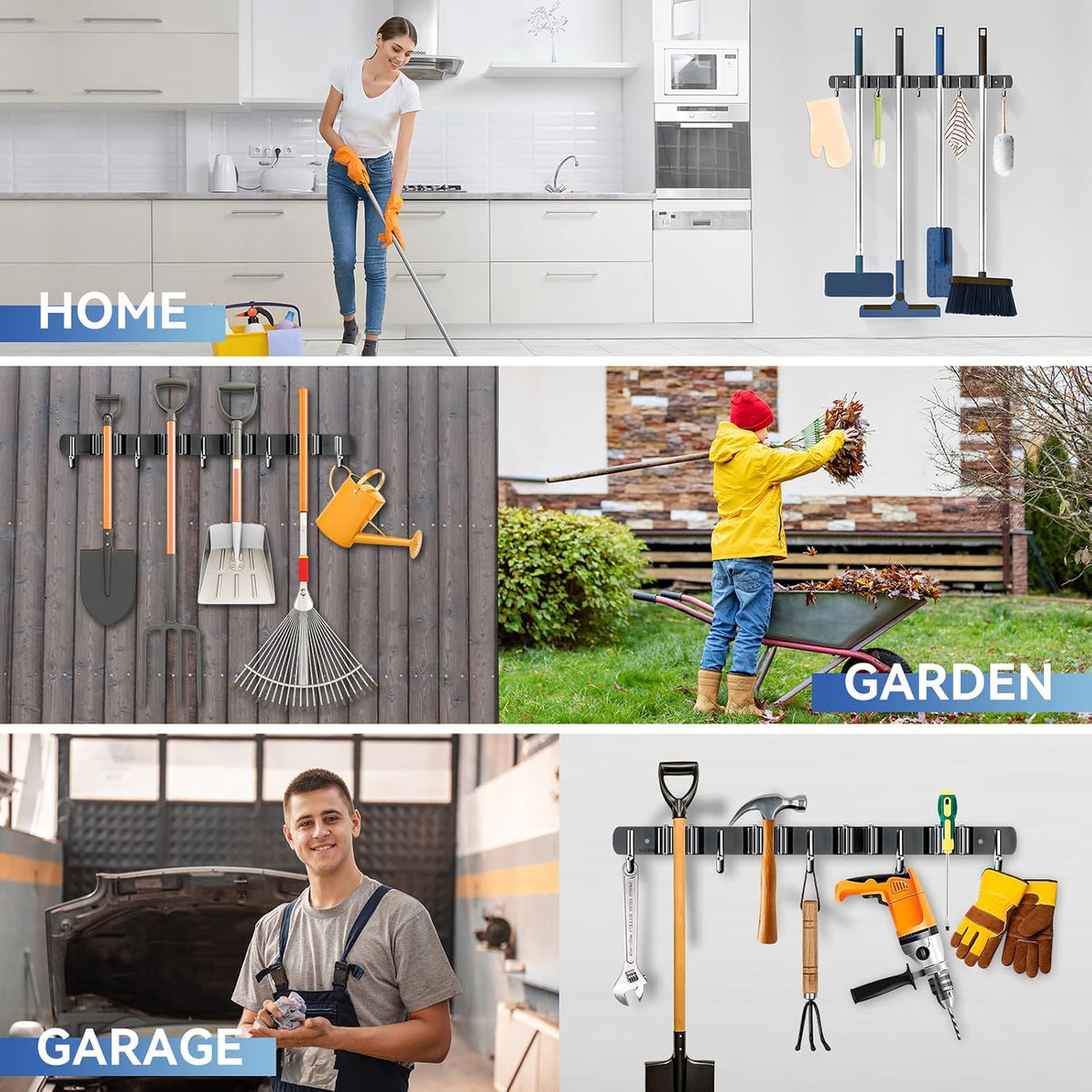 ZONGOOL 2 Pack Stainless Steel Broom Holder – Understated Wall Mount Organizer for Neutral-Toned Interiors
