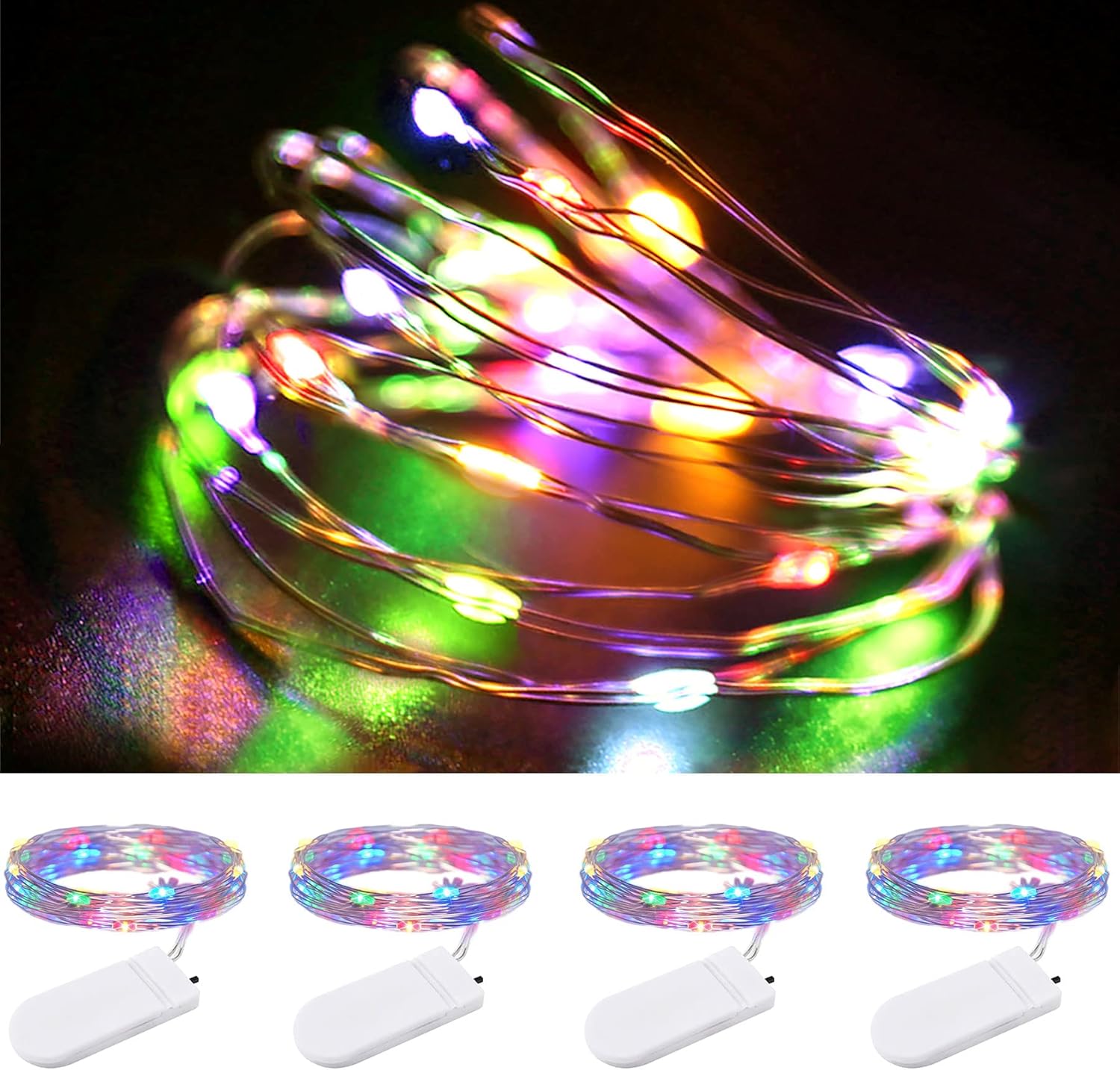 ZPH 3V Mini Fairy Lights – Safe Kids Room Decor and Baby Shower Gift, No Heat LED 4 Pack